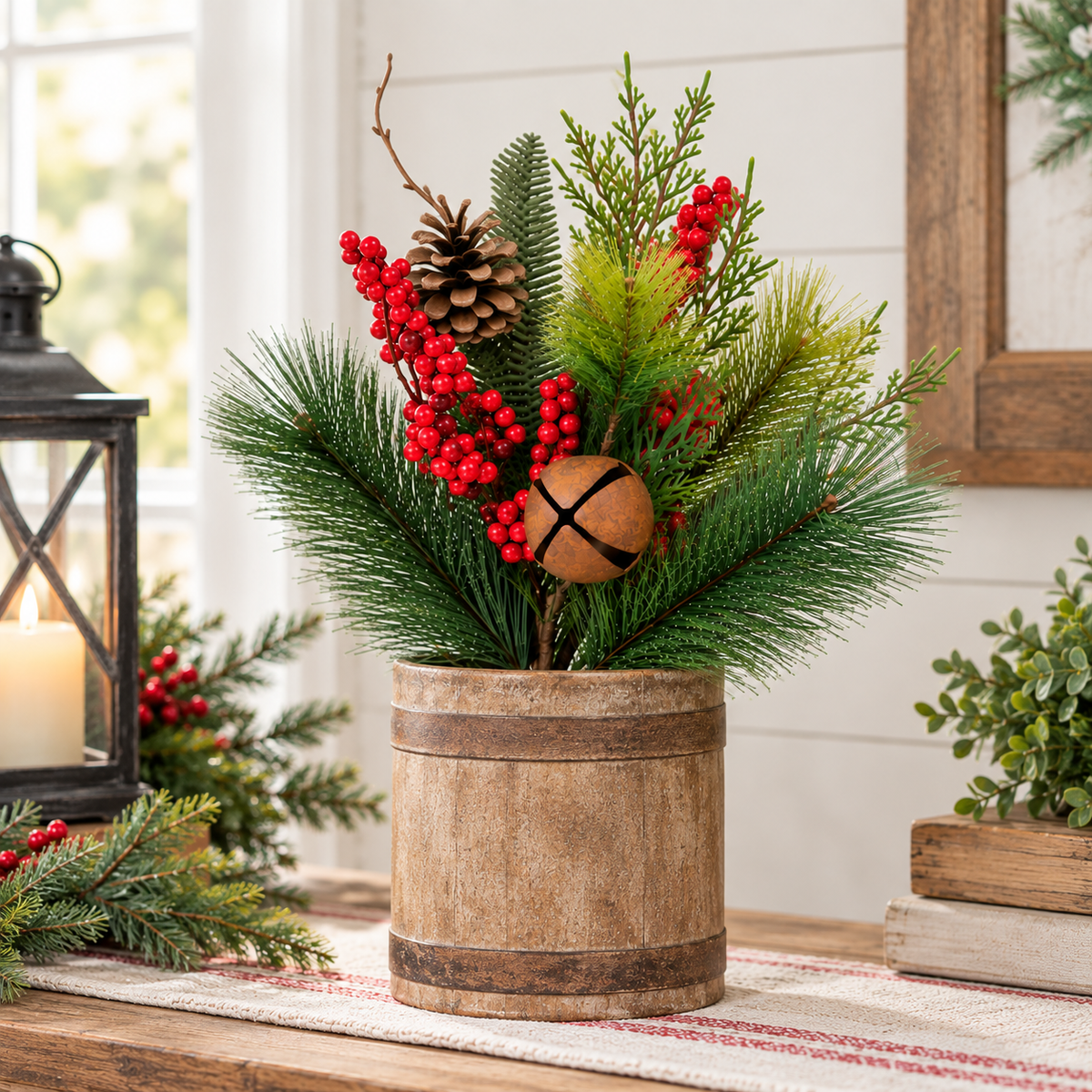 Jingle Berry Mixed Pine Bundle - 16"