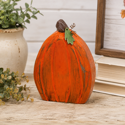Carved Wooden Primitive Pumpkin Sitter - 5"