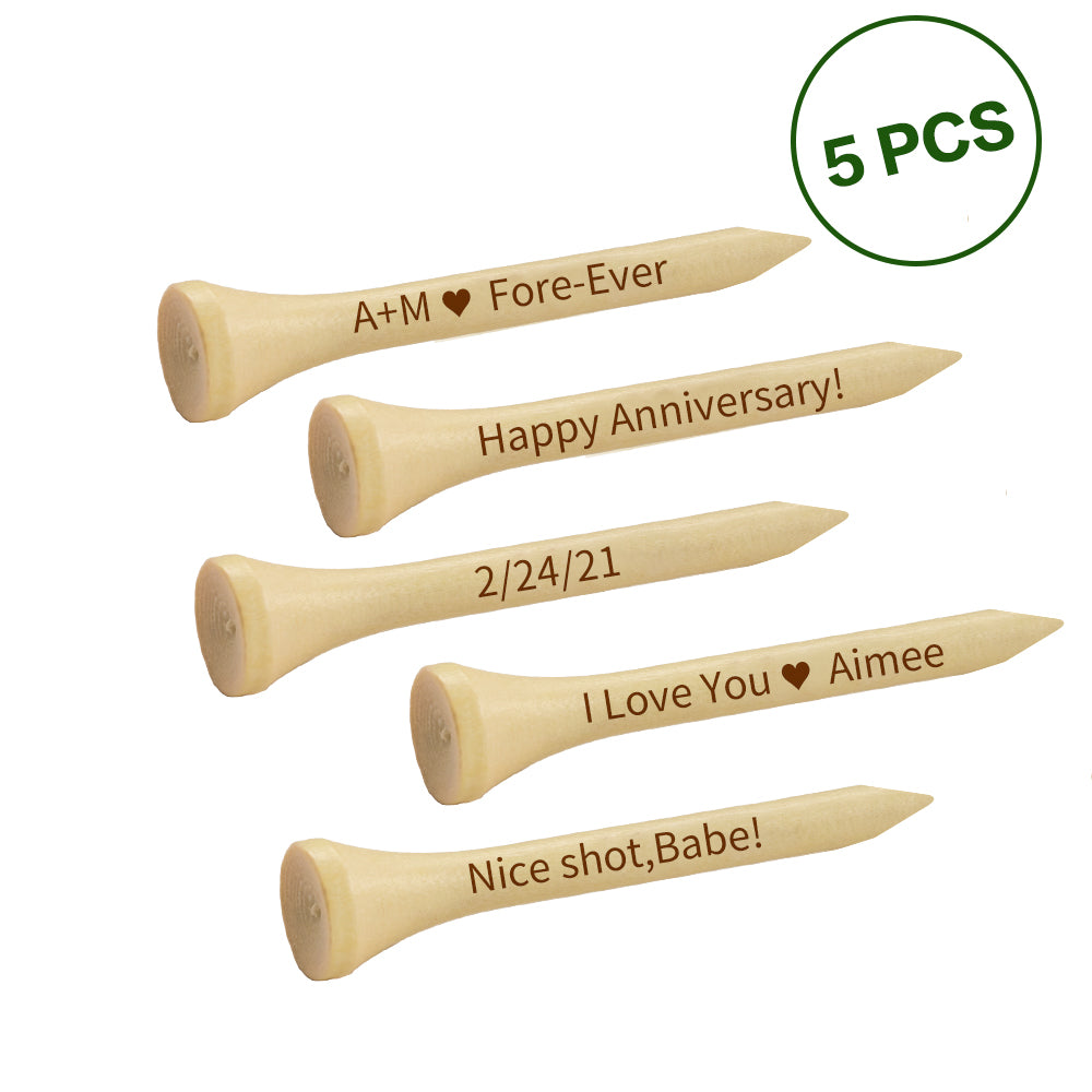 Sustainable bamboo golf tees set with custom engraving, great personalized golf gift for golf lovers and professionals