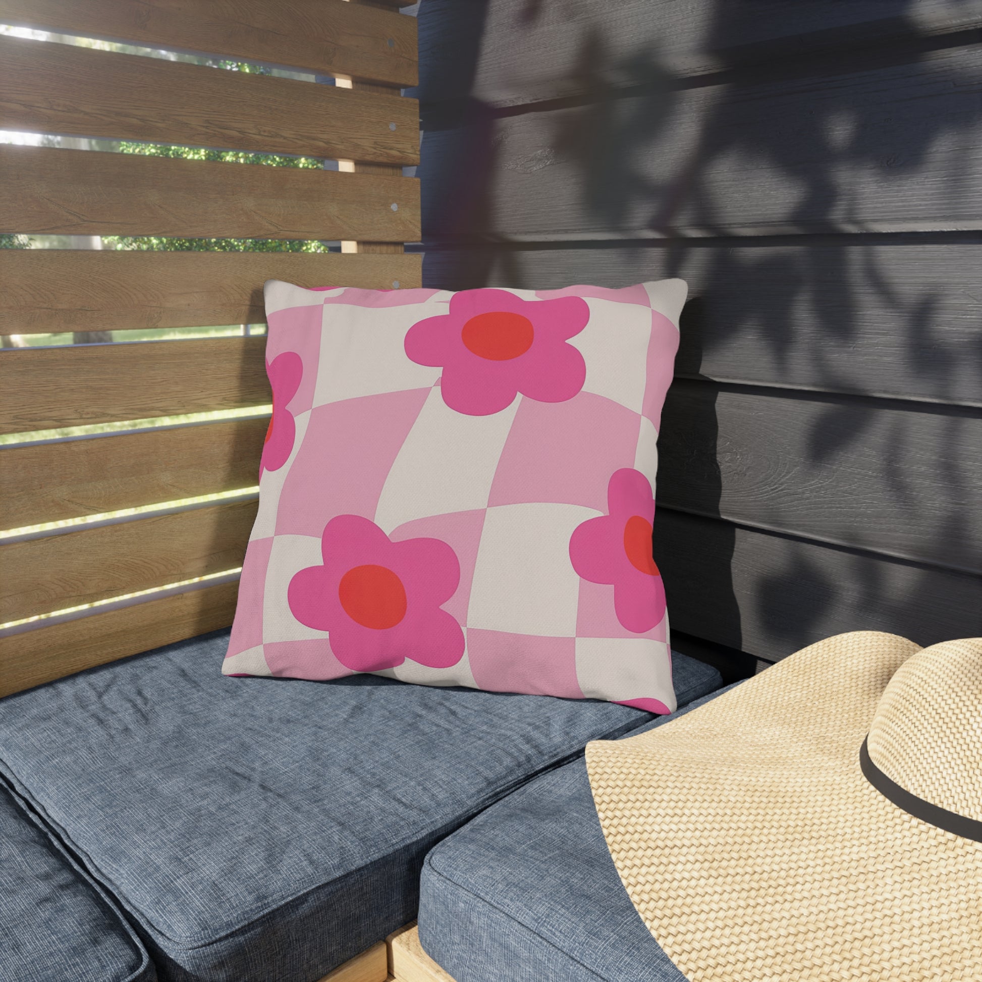 Soft and supportive floral pillow made for outdoor furniture