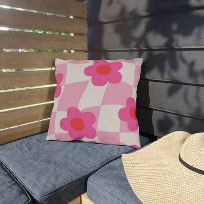 Soft and supportive floral pillow made for outdoor furniture