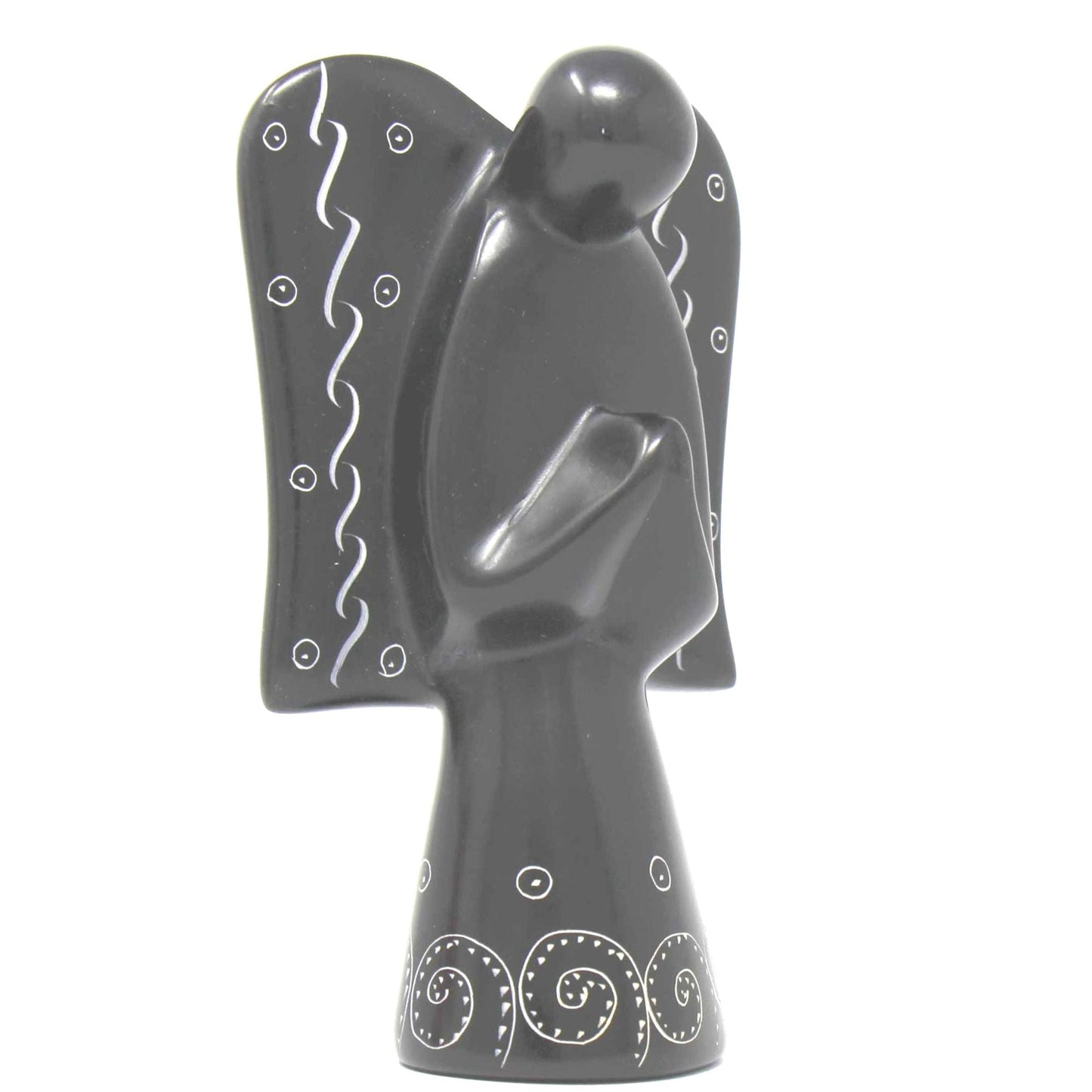 Ethical decor piece featuring angel form and etched lines