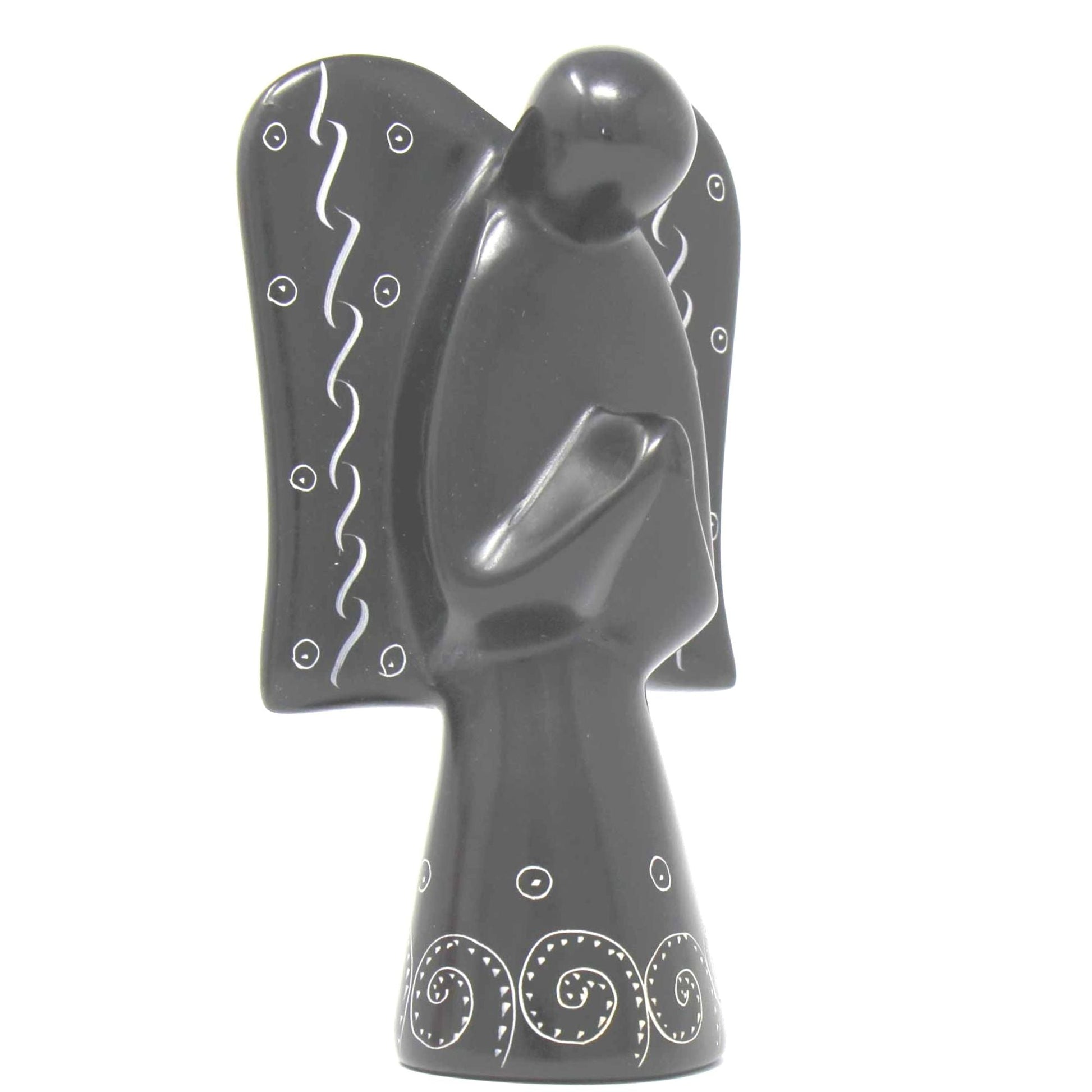 Ethical decor piece featuring angel form and etched lines