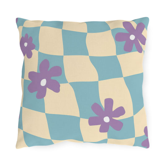 Colorful floral outdoor pillow with vintage-inspired patterns for patios and gardens
