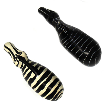 Set of two minimalist zebra sculptures carved from Kenyan soapstone