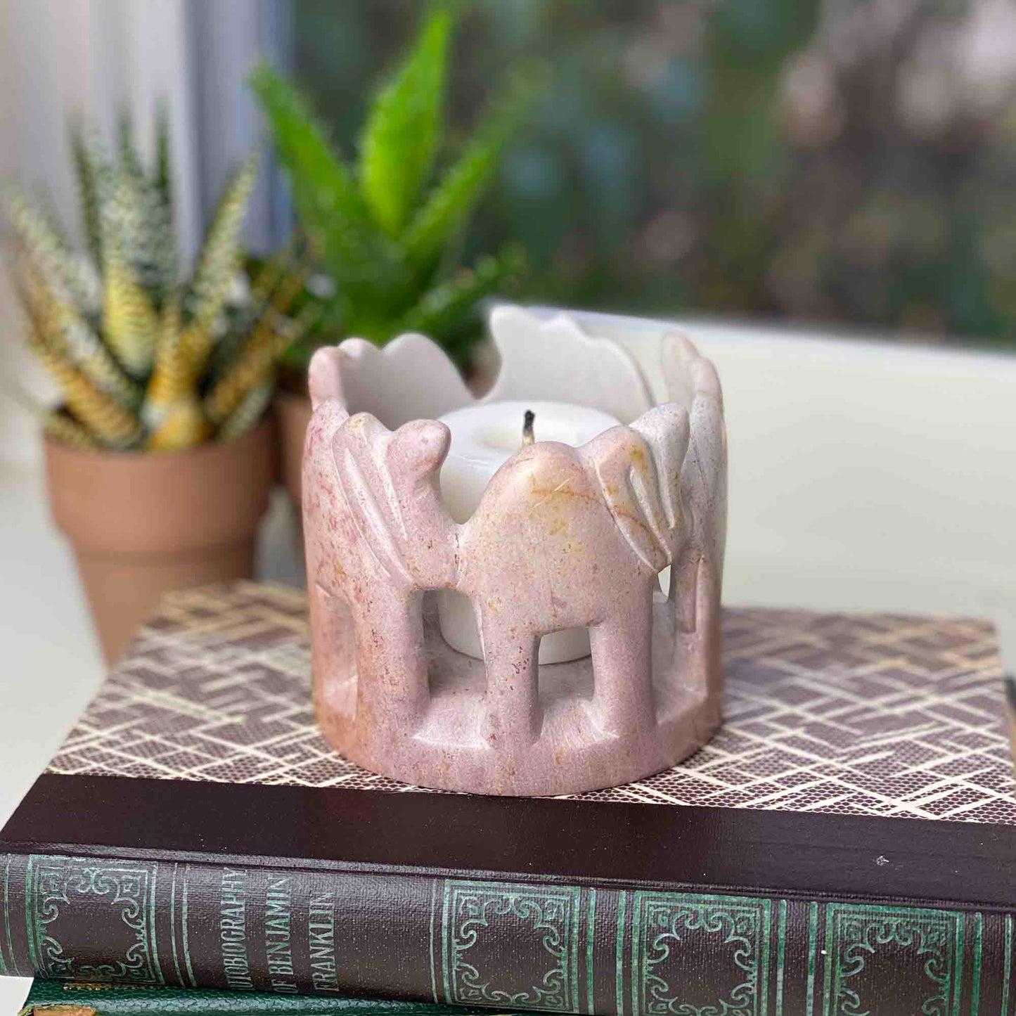 Symbolic elephant ring sculpture representing unity and healing