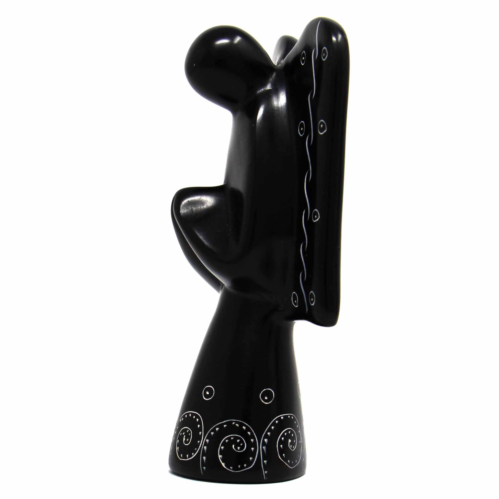 Elegant Kisii stone angel with hand-polished surface and etched motifs
