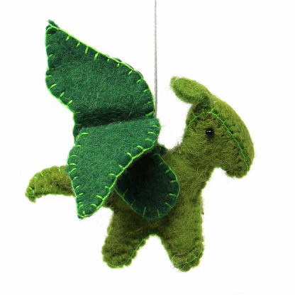 Handcrafted felt dragon baby mobile, eco-friendly nursery decor, unique dragon-themed baby gift, wool hanging ornament.