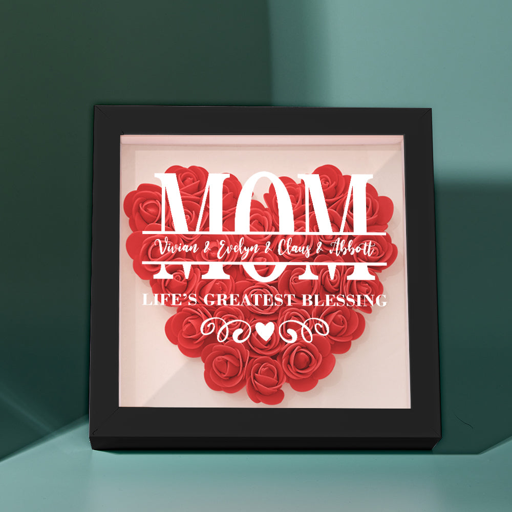 Custom acrylic name floral keepsake with gradient pink roses and white frame