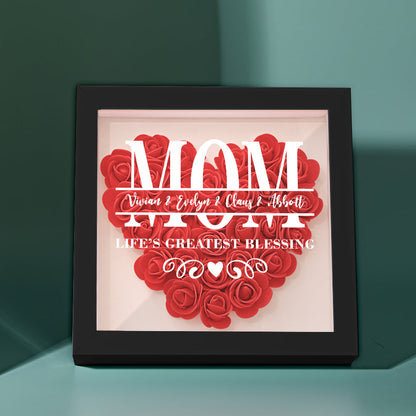 Custom acrylic name floral keepsake with gradient pink roses and white frame