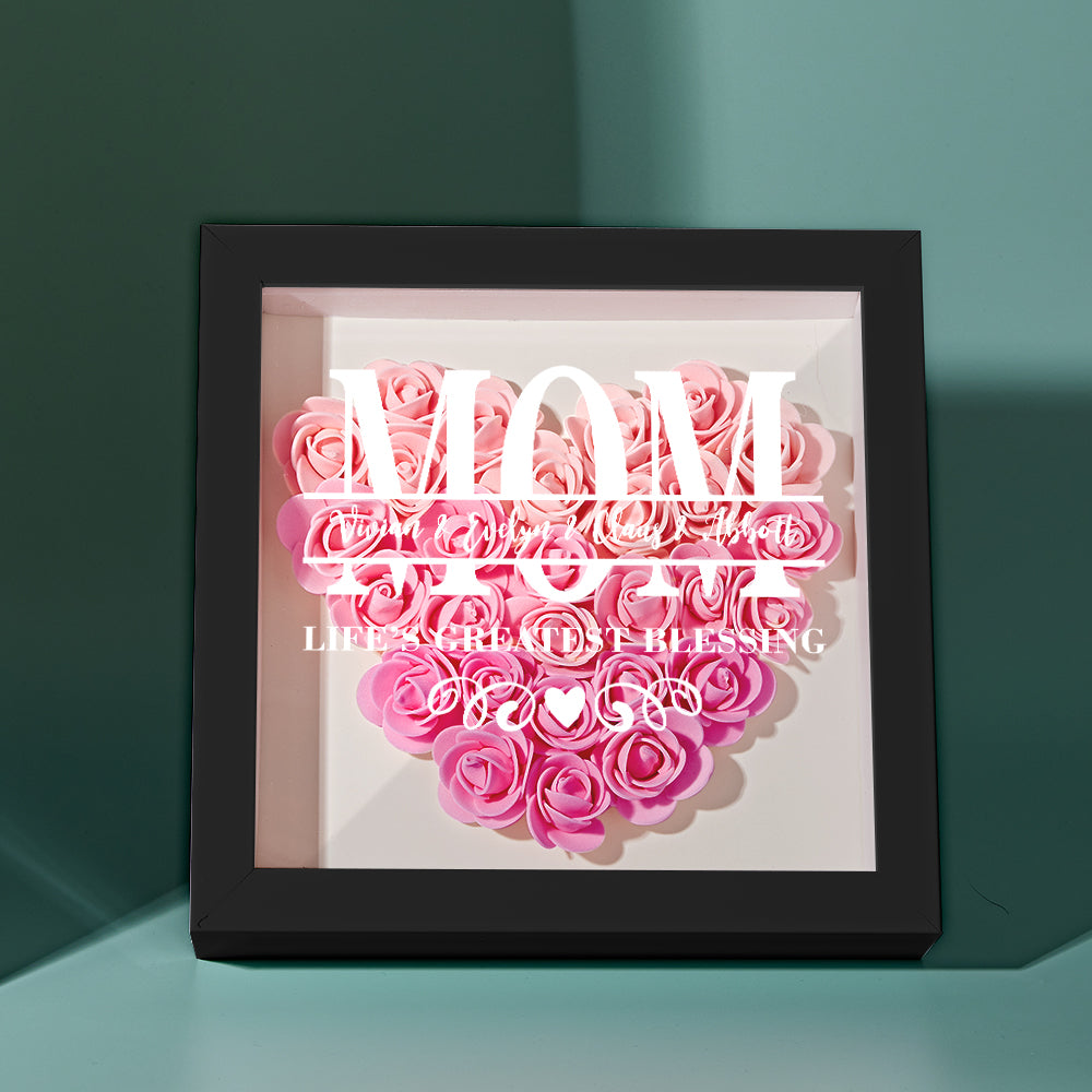 Anniversary gift idea, elegant floral shadow box with custom name engraving