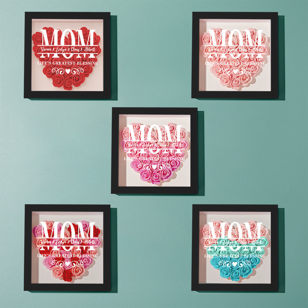 Elegant Mother’s Day gift, personalized flower shadow box with artificial floral arrangement