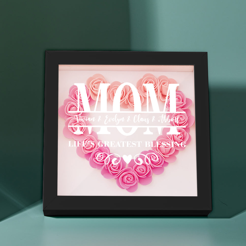 Unique floral name keepsake with red roses and elegant white frame