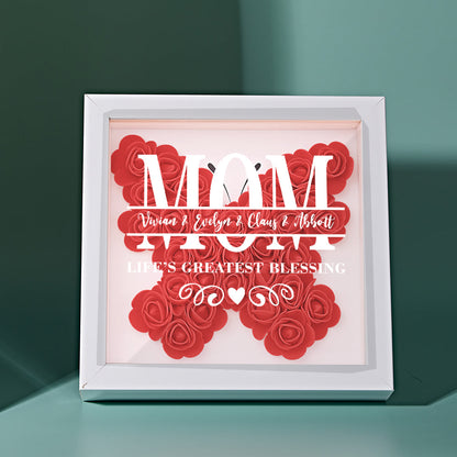 Thoughtful gift idea, custom floral shadow box with name engraving and roses