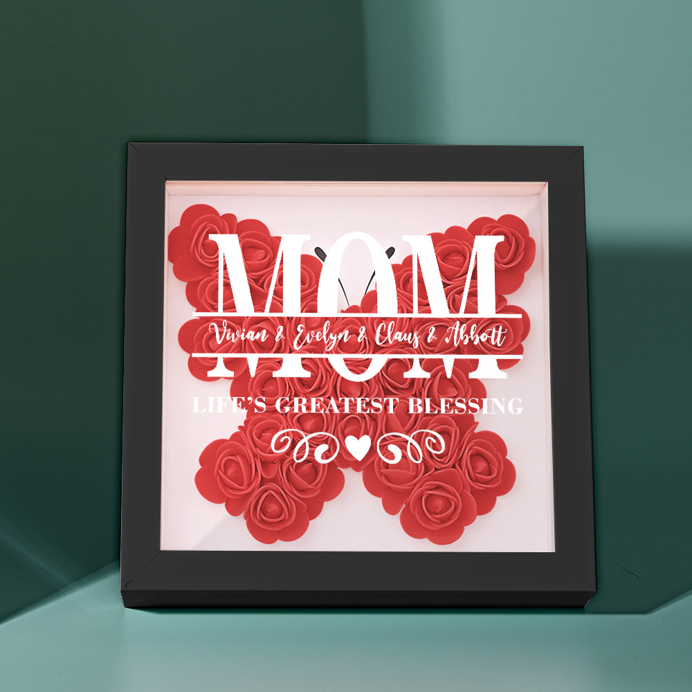 Elegant decorative flower shadow box with engraved acrylic name