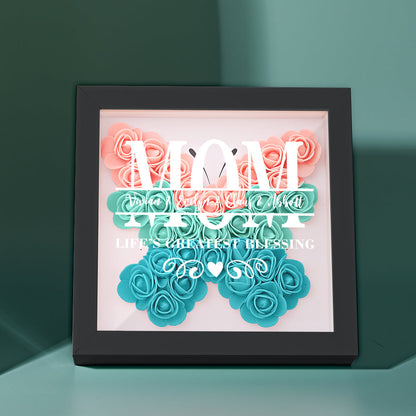 Sentimental keepsake gift, engraved acrylic flower frame with roses