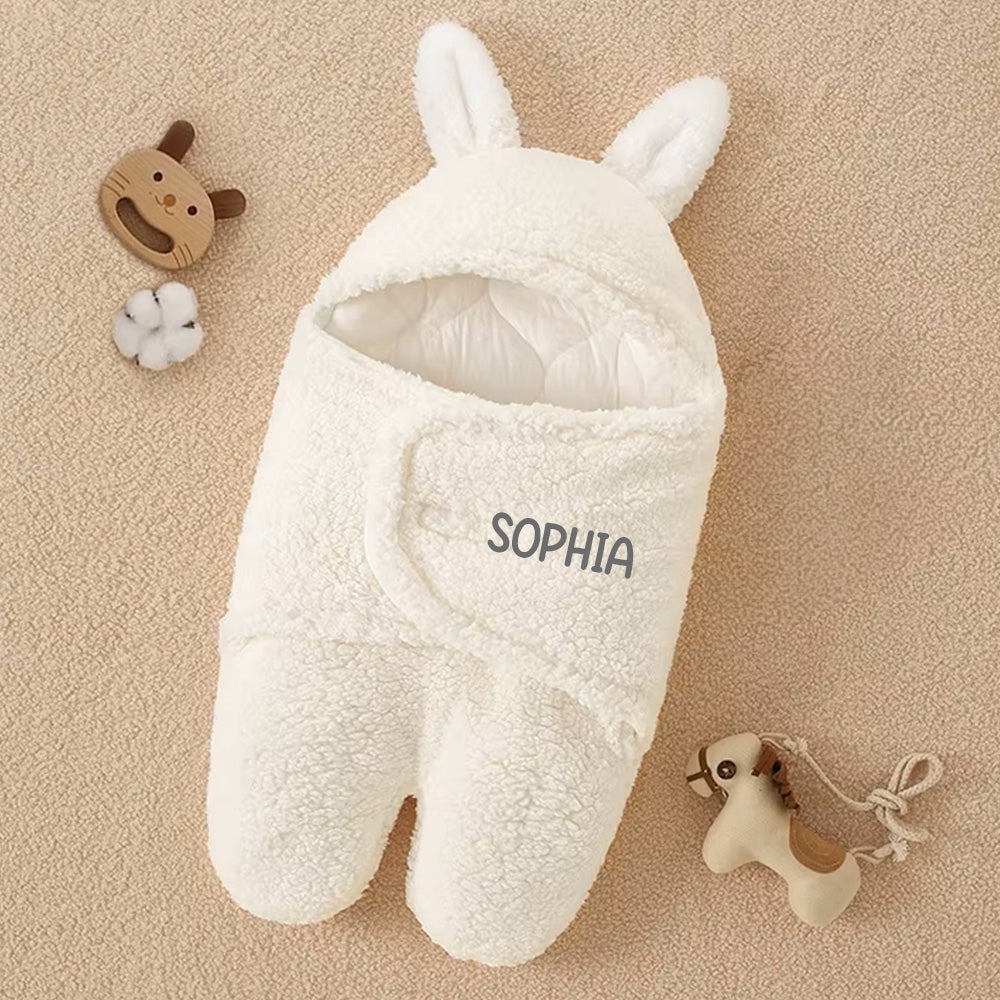 Personalized white footed jacket with custom name, designed to keep your baby cozy and comfortable outdoors during colder days.