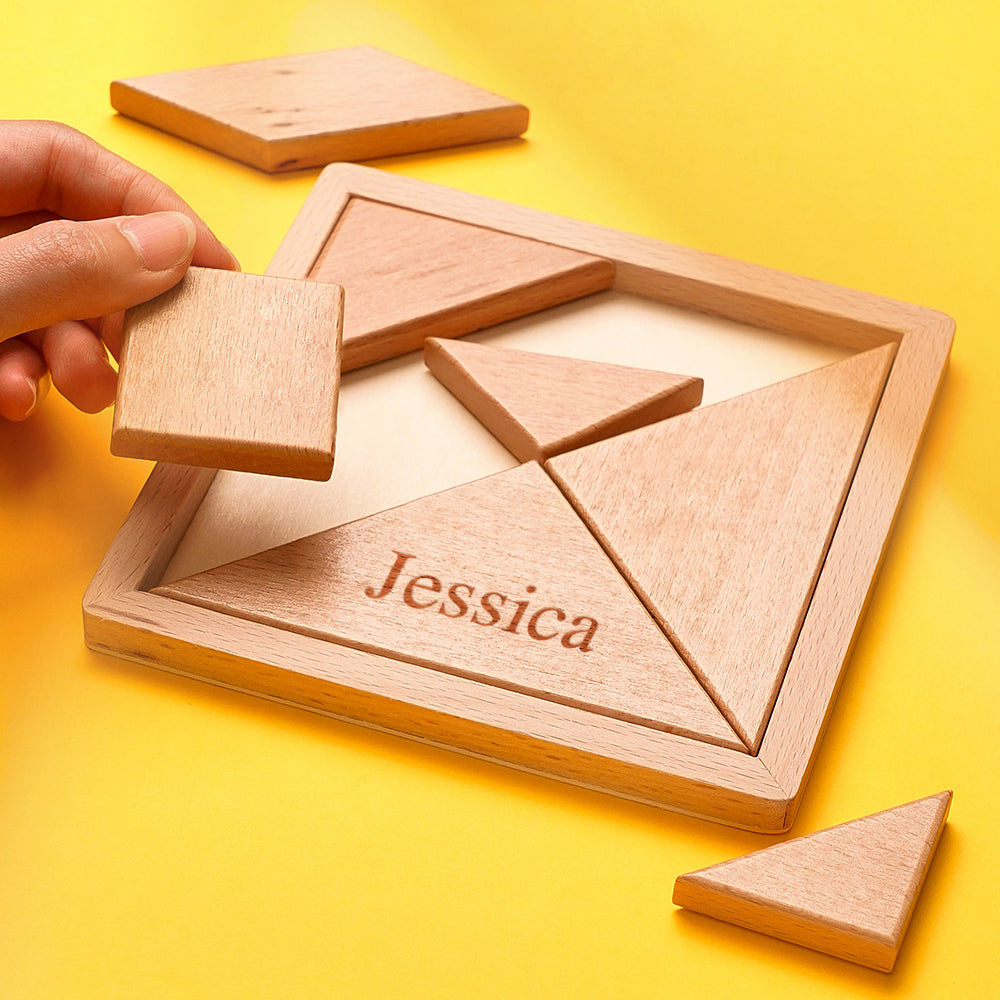 Personalized Wooden Puzzle – Geometric Brain Teaser & Educational Gift
A handcrafted wooden puzzle featuring a customizable Tangram set, ideal for kids, adults, and teachers who love problem-solving and creative thinking.