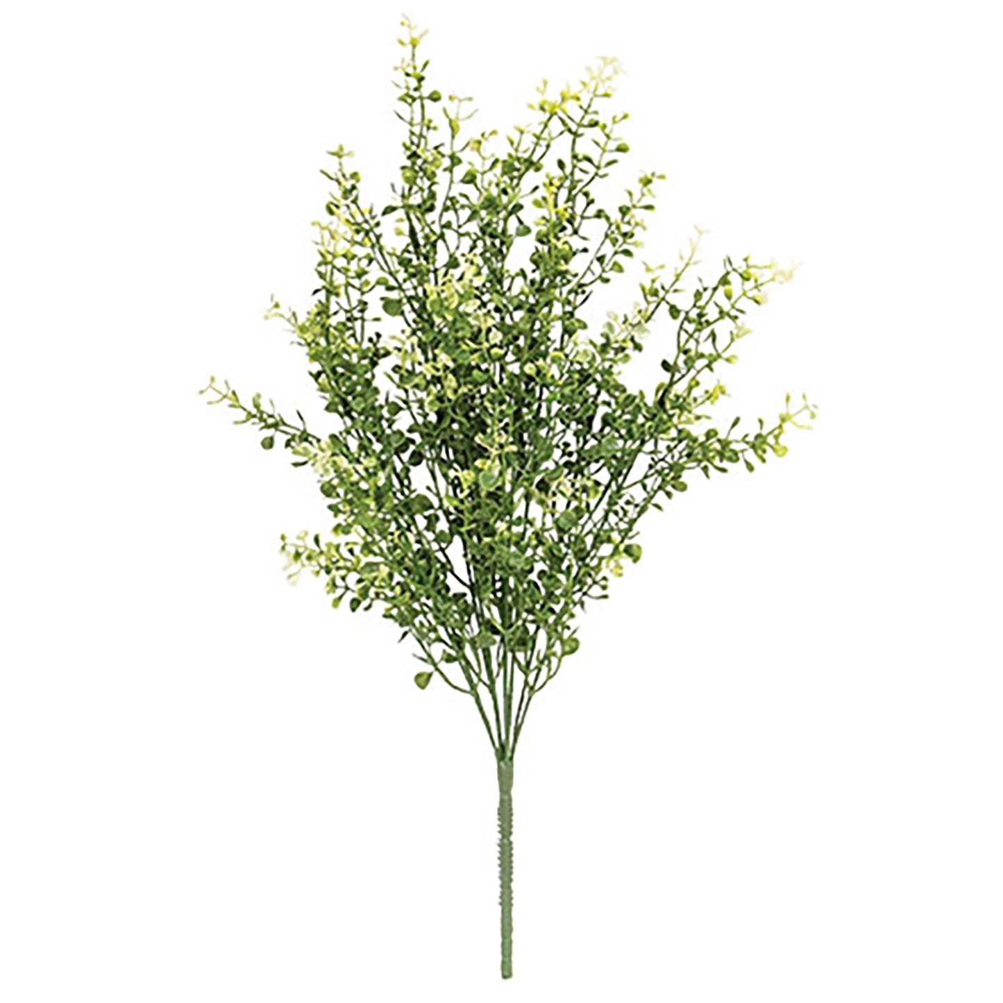 Artificial green plant branch on a white background