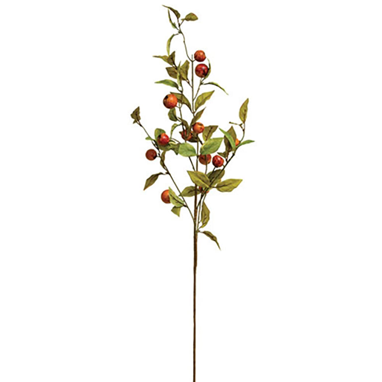 Artificial autumn branch with realistic crab apples and textured greenery