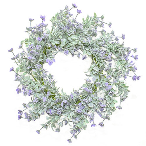 Decorative mini wreath with lavender buds and dusty lamb’s ear leaves
