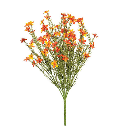 Bouquet of orange flowers with green stems on a white background