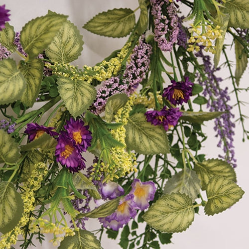 Amethyst Garden Wreath with mixed greenery and faux lavender accents