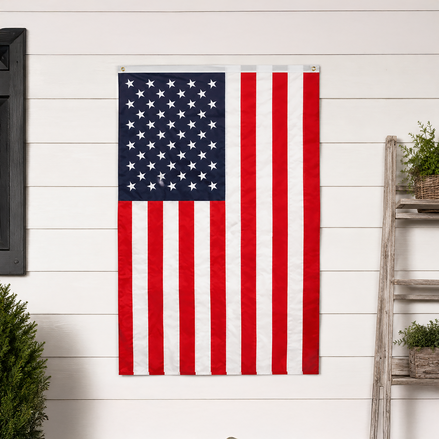 Embroidered Nylon American Flag with Grommets