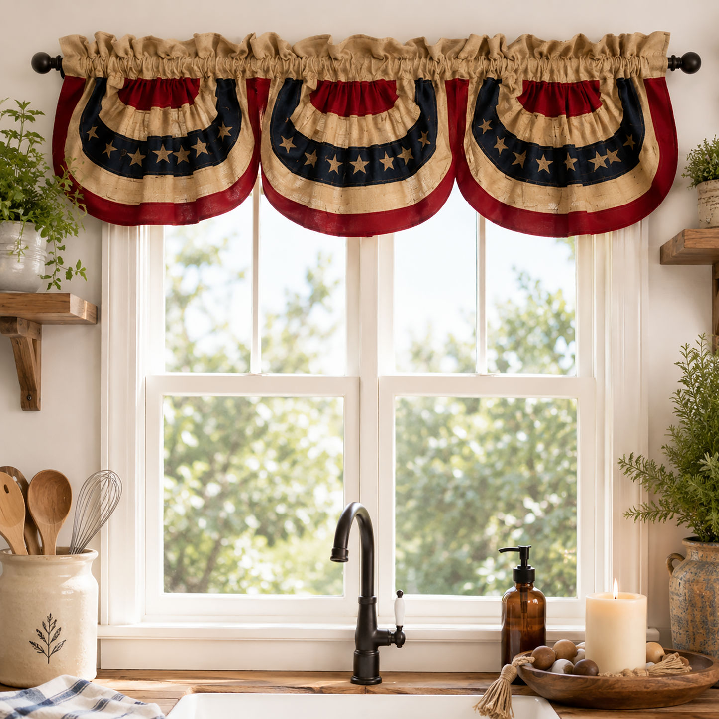 Tea-Stained Americana Bunting Valance