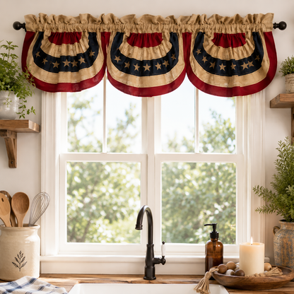 Tea-Stained Americana Bunting Valance