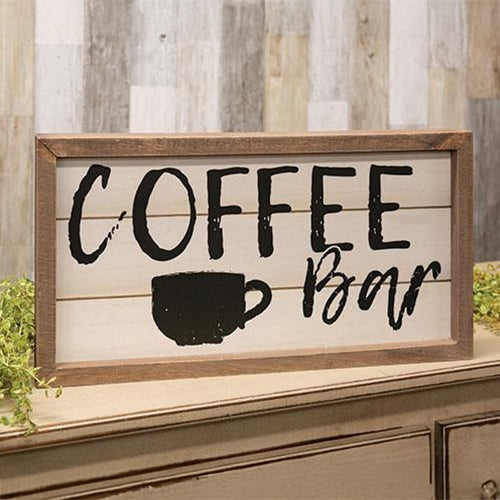Coffee Bar Shiplap Look Framed Sign