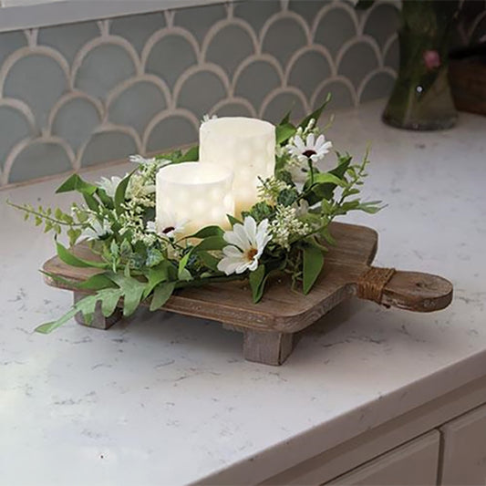 Rectangular Natural Wood Riser with Jute Handle