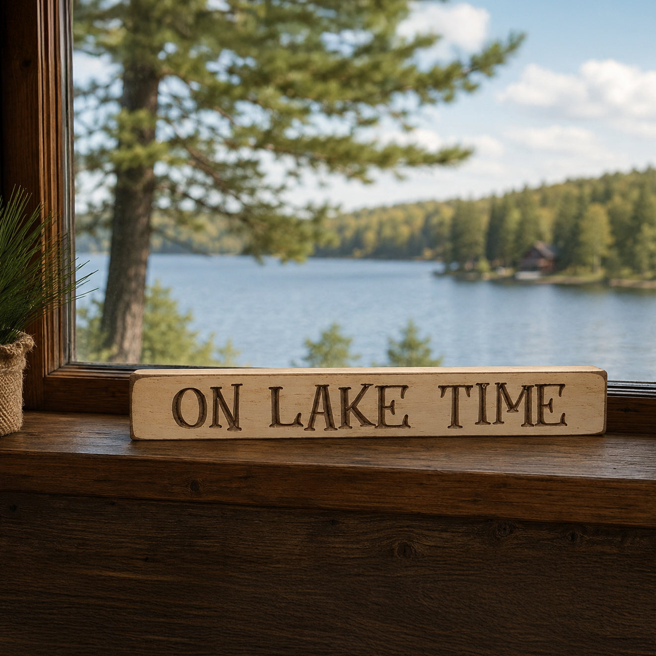 On Lake Time Engraved Block – 12"