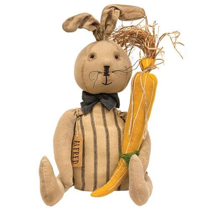 Freestanding Easter bunny with distressed finish and stitched facial details