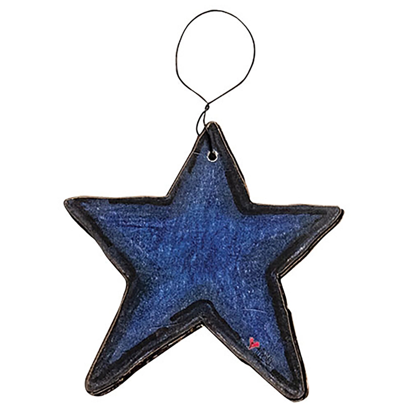 Patriotic carved wooden star ornament set with handcrafted farmhouse Americana style
