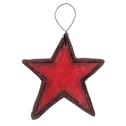 Red white and blue wooden star ornaments for rustic patriotic tree and seasonal decor