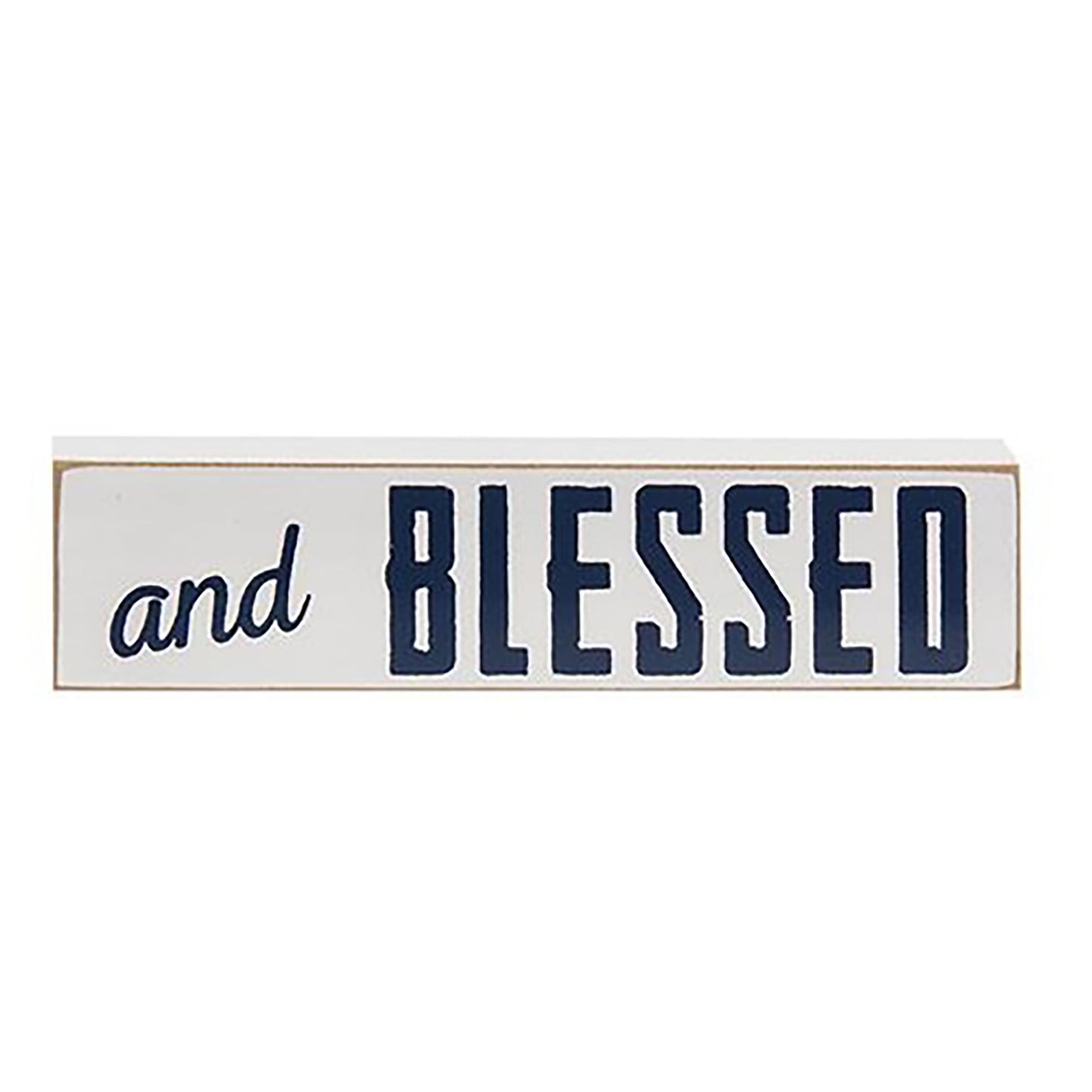 Red white and blessed wood blocks with primitive patriotic decor styling for shelf and mantel displays