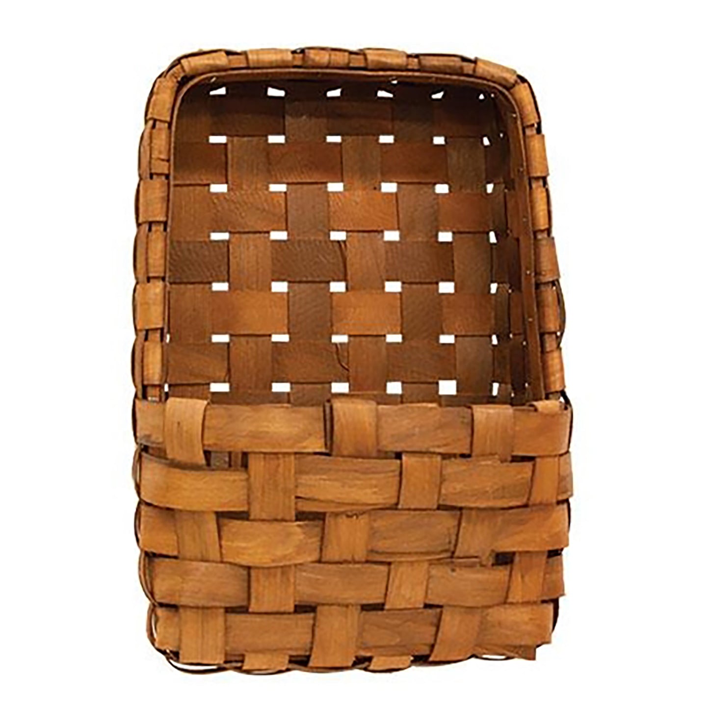 Hanging wood wall baskets in two sizes, warm brown finish, country-style décor