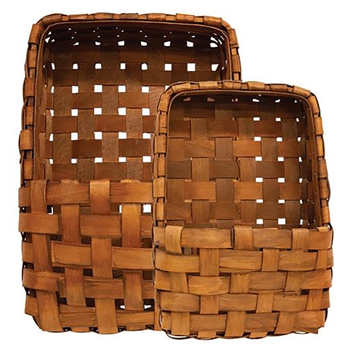Rustic wall pocket baskets made of natural wood, ideal for florals or storage