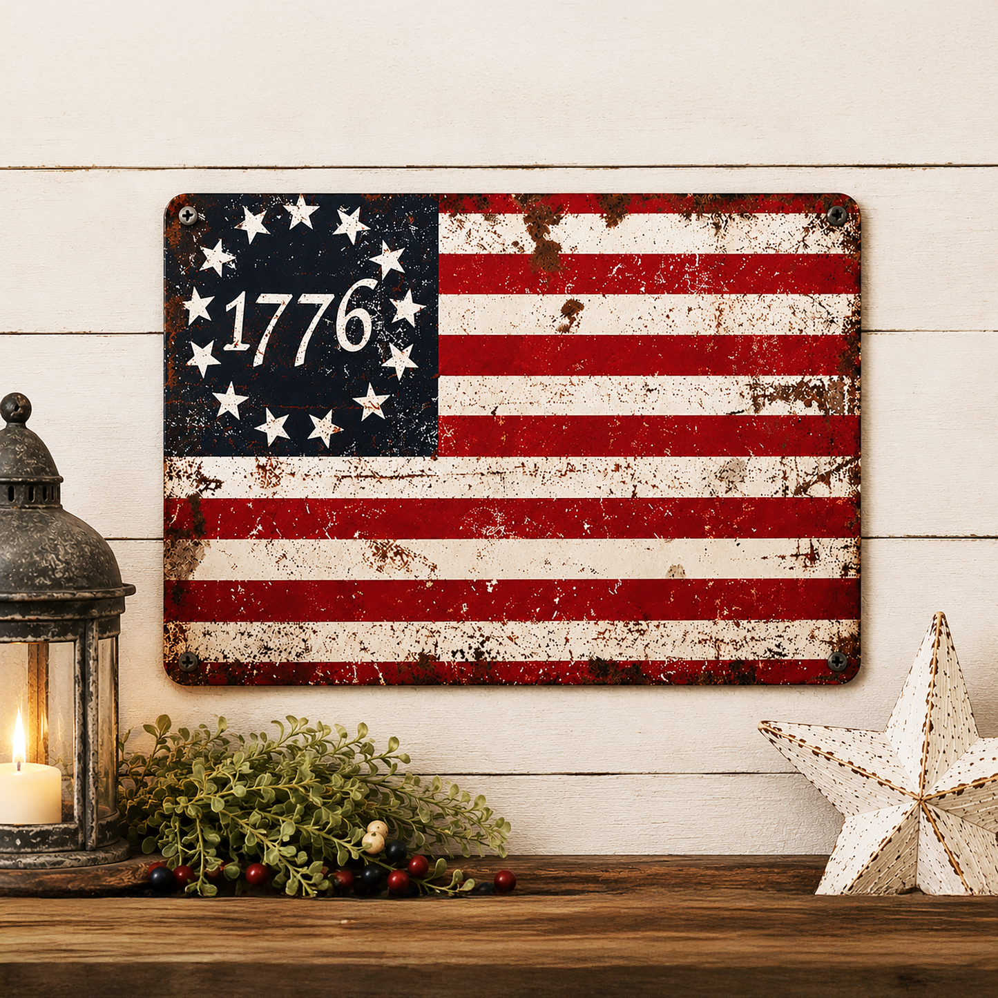 1776 Betsy Ross Flag Metal Sign