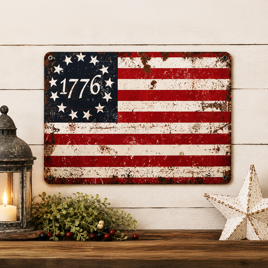 1776 Betsy Ross Flag Metal Sign