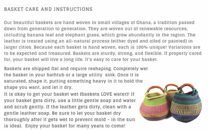 Handwoven Bolga Pot Basket Fair Trade Storage Basket