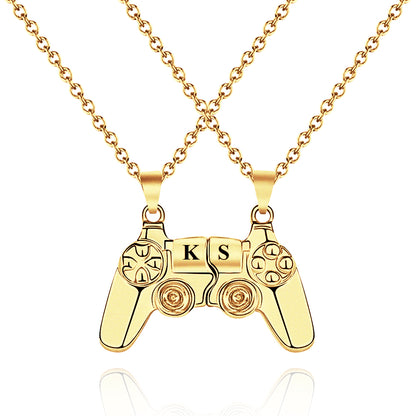 Gaming-inspired anniversary gift, featuring a magnetic split pendant necklace set designed for video game-loving couples.