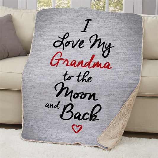 Love You to the Moon Sherpa Blanket