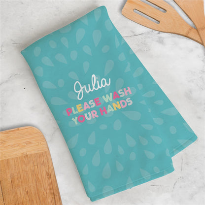 Personalized Kids' Hand Towel with custom name embroidery. Soft microfiber front with an absorbent cotton terry back. Perfect for bath, pool, or travel use.