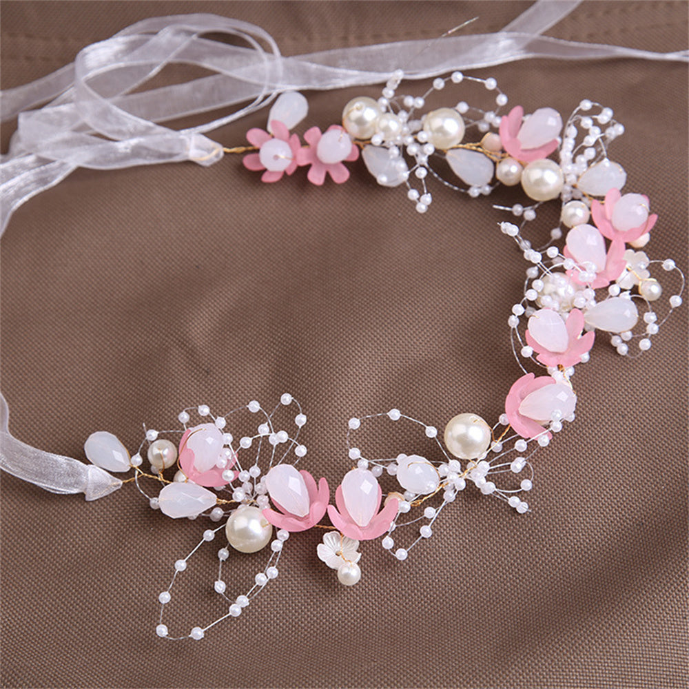 Romantic flower girl crown in soft pastel tones, made with high-quality polyester flowers for a natural and elegant look.