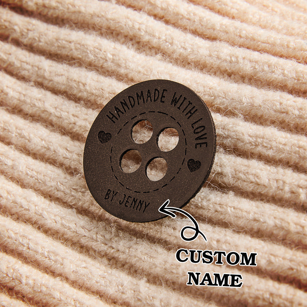 Personalized PU leather garment labels for branding handmade clothing, scarves, and accessories.