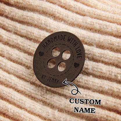 Personalized PU leather garment labels for branding handmade clothing, scarves, and accessories.