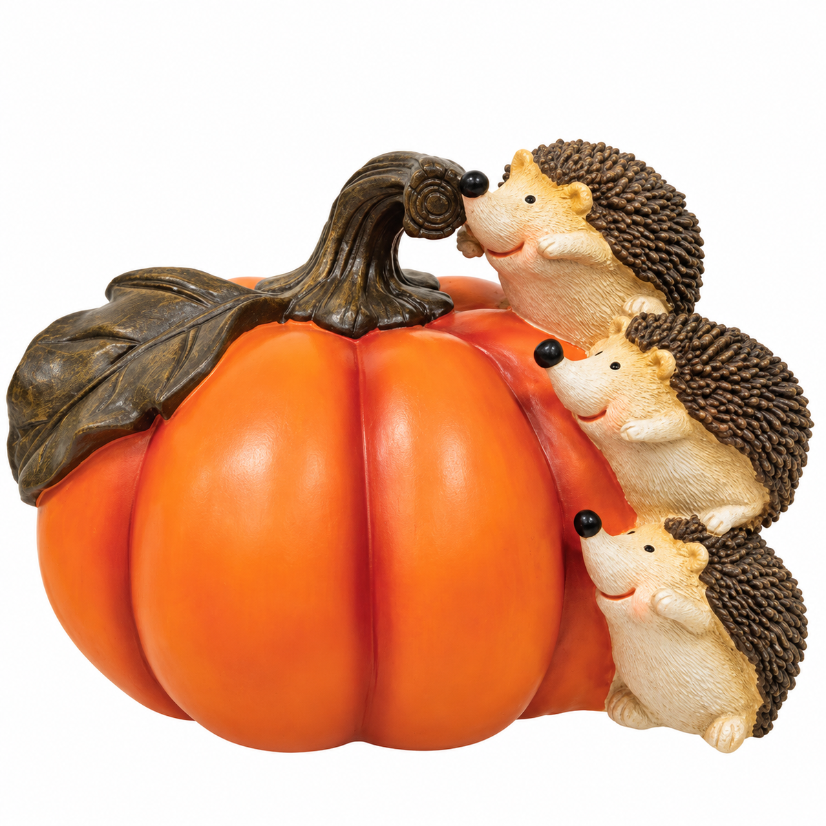 Resin Pumpkin & Hedgehogs Figurine