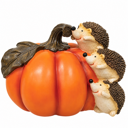 Resin Pumpkin & Hedgehogs Figurine